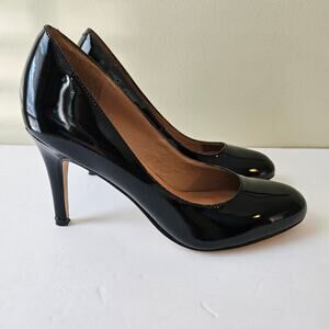 Corso Como Patent Leather Pumps, Size 7.5M Black Almond Toe